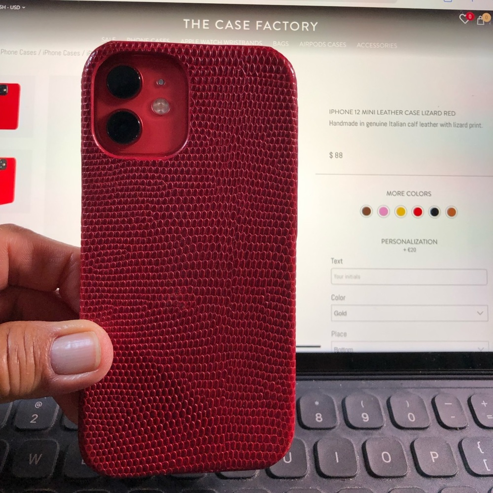 iPhone 12 mini leather lizard embossed phone case